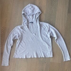 BRANDY MELVILLE GRAY WAFFLE KNIT HOODIE
